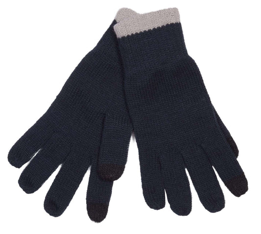 TOUCH SCREEN KNITTED GLOVES - Navy/Light Grey - Main