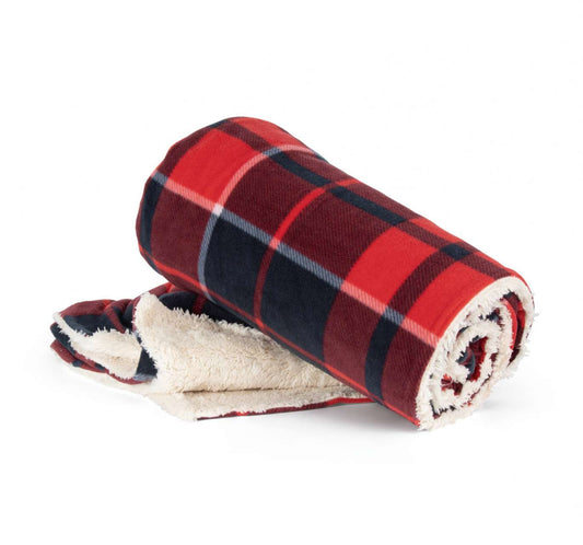 SHERPA BLANKET - Red/Navy checked - colorimageurl