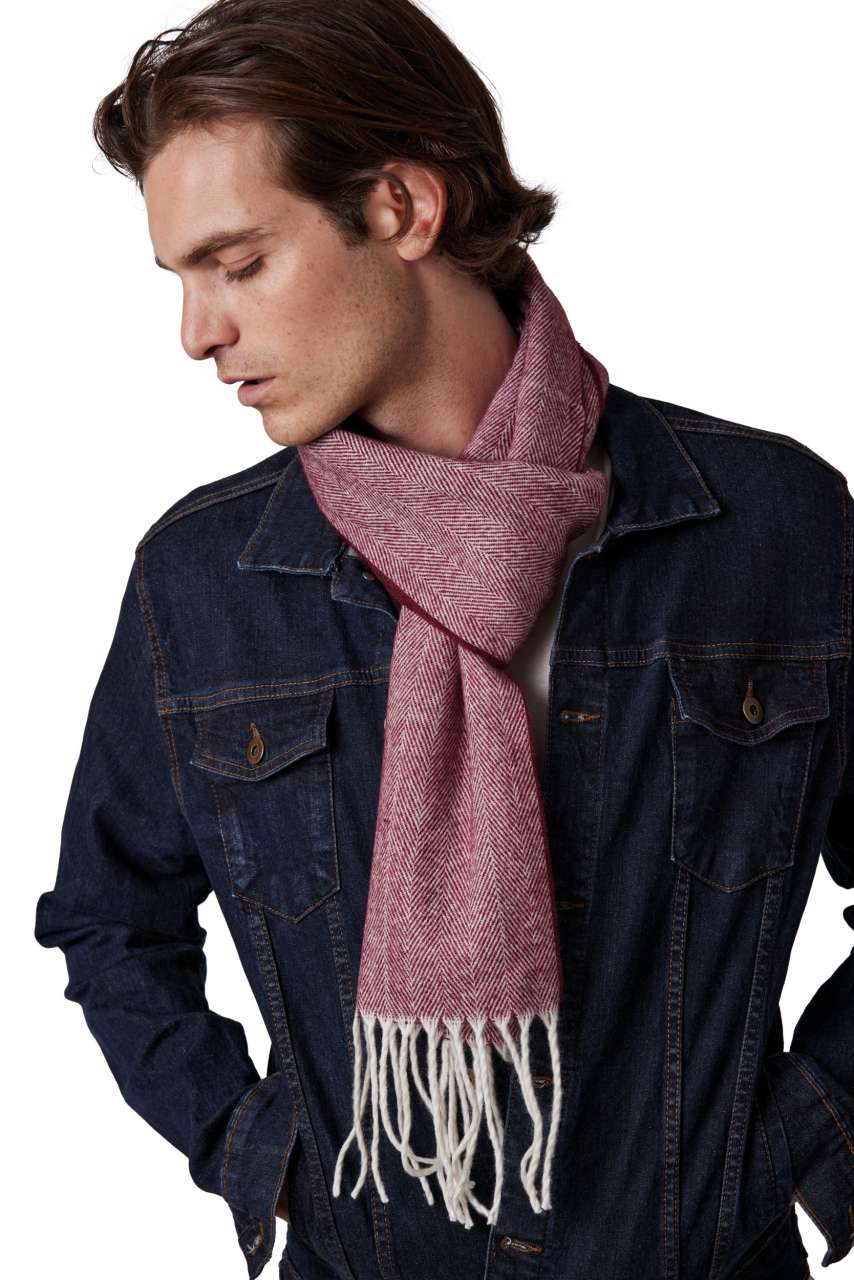 FRINGED SCARF - Dark Grey/Natural - modelimageurl