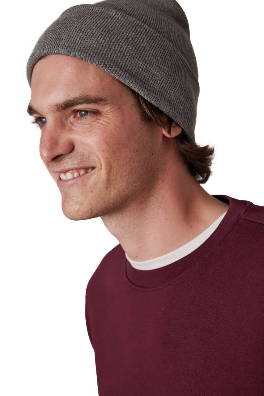 BEANIE WITH TURN-UP - Dark Grey - Model