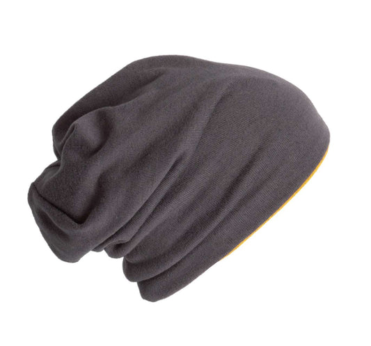 KNITTED BEANIE - Dark Grey/Senape Melange - Main