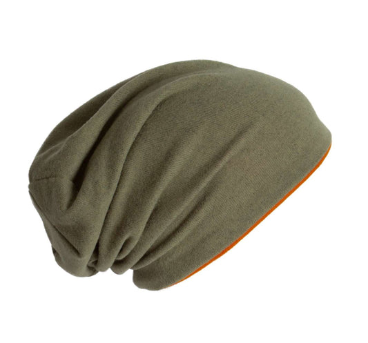 KNITTED BEANIE - Light Khaki Melange/Autumn Orange - Main