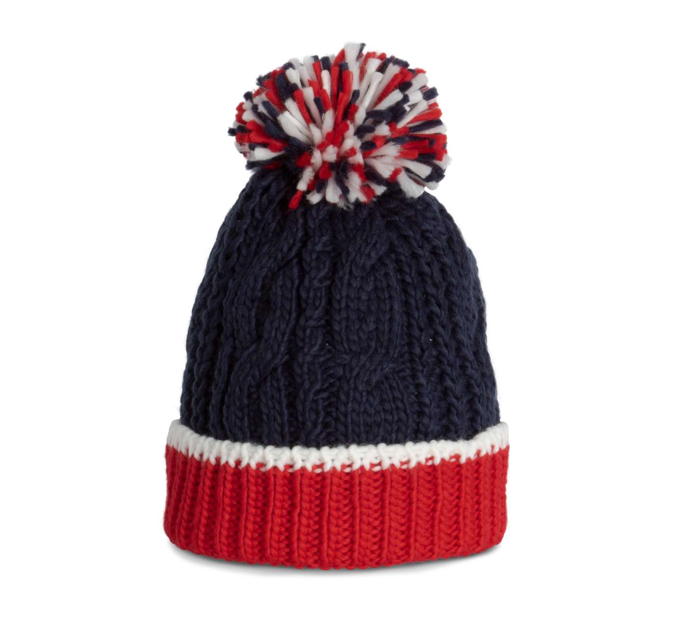 KNITTED BEANIE - Red/White/Navy - colorimageurl