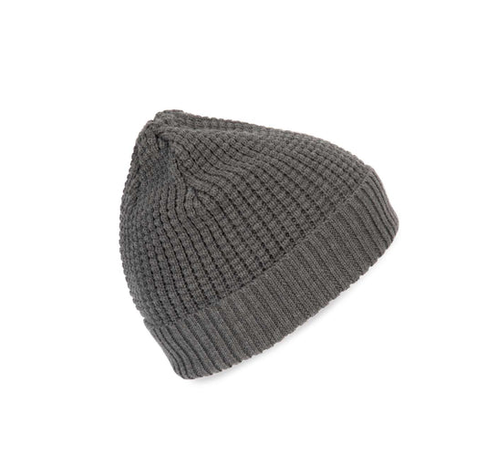 KNITTED BEANIE WITH RECYCLED YARN - Silver Heather - Main