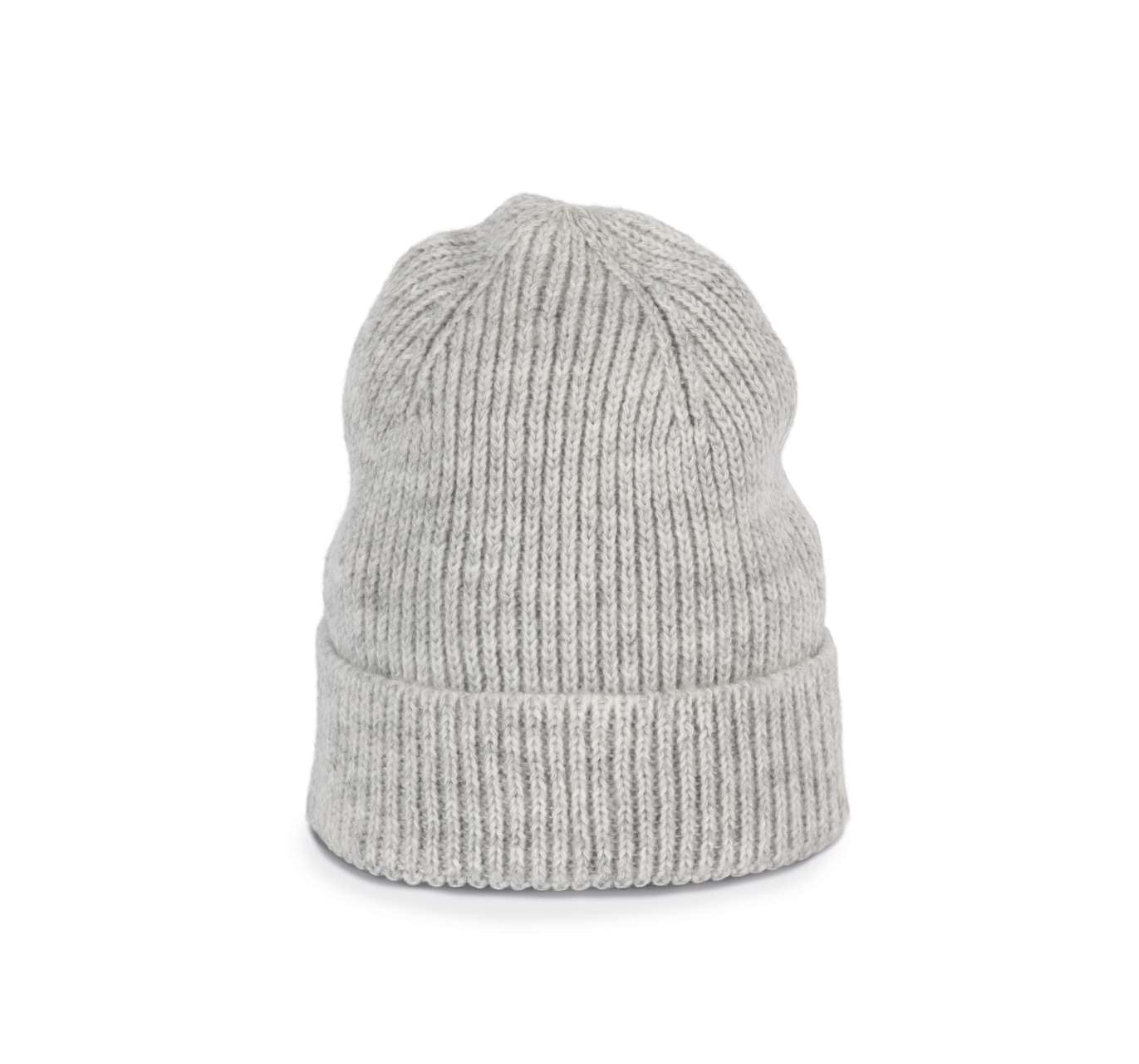 CLASSIC KNITTED BEANIE IN RECYCLED YARN - Ash Heather - colorimageurl
