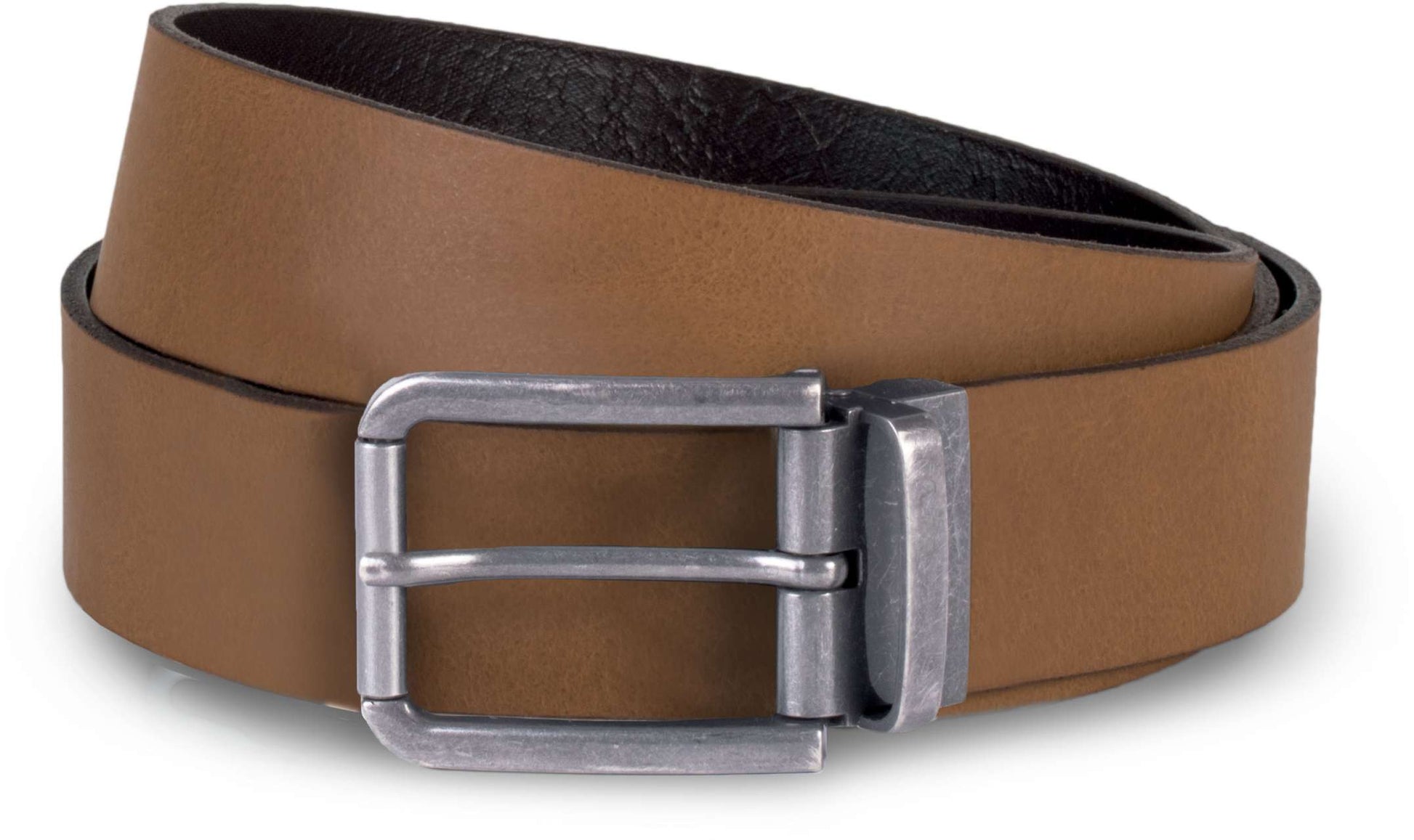 RAW EDGE LEATHER BELT - 35MM - Cognac - Main