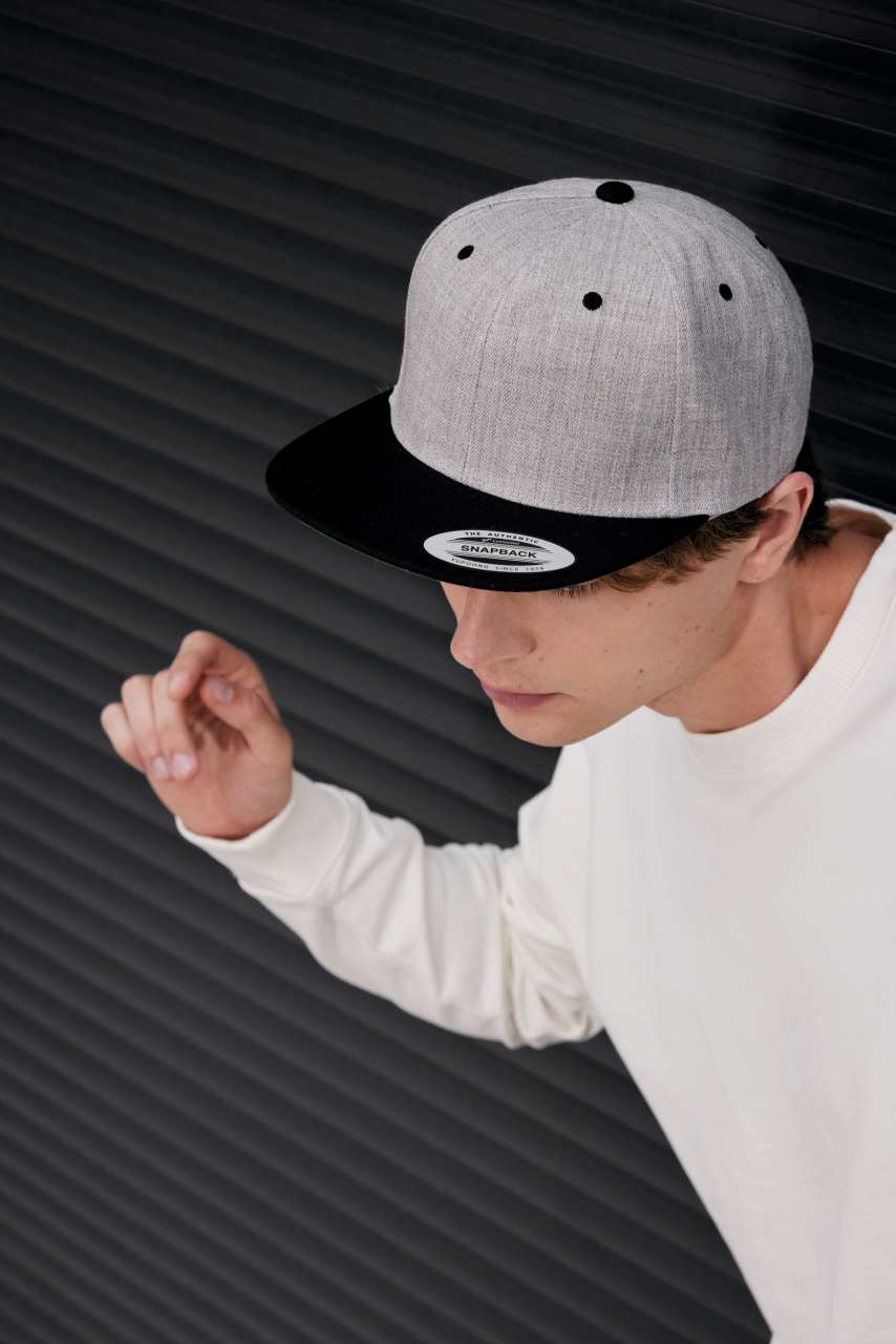 FLAT PEAK CAP - 6 PANELS - Heather Grey/Royal Blue - Additional