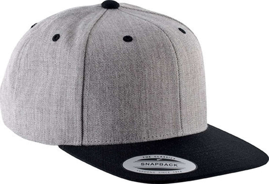 FLAT PEAK CAP - 6 PANELS - Heather Grey/Black - Main