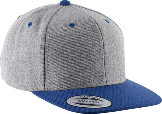 FLAT PEAK CAP - 6 PANELS - Heather Grey/Royal Blue - Main