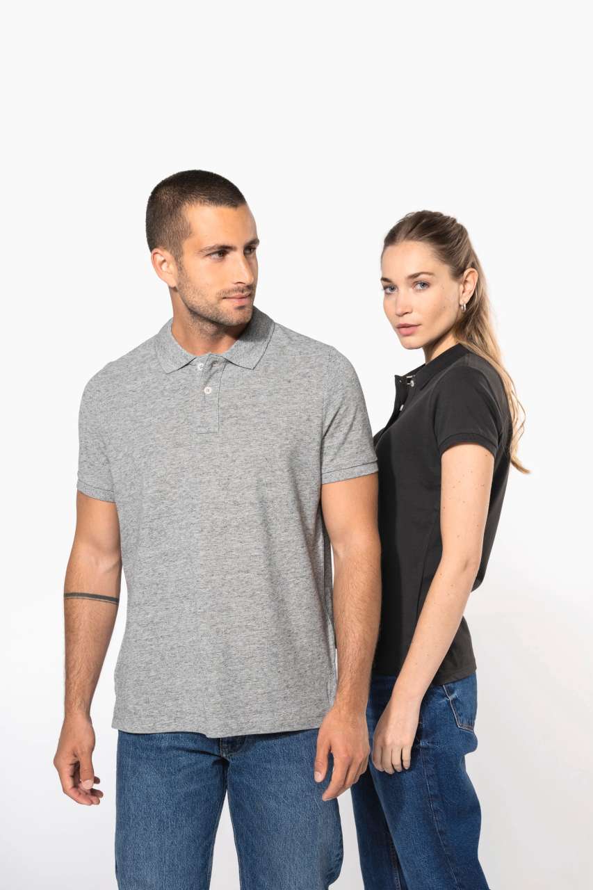 MEN'S VINTAGE SHORT SLEEVE POLO SHIRT - Ash Heather - modelimageurl