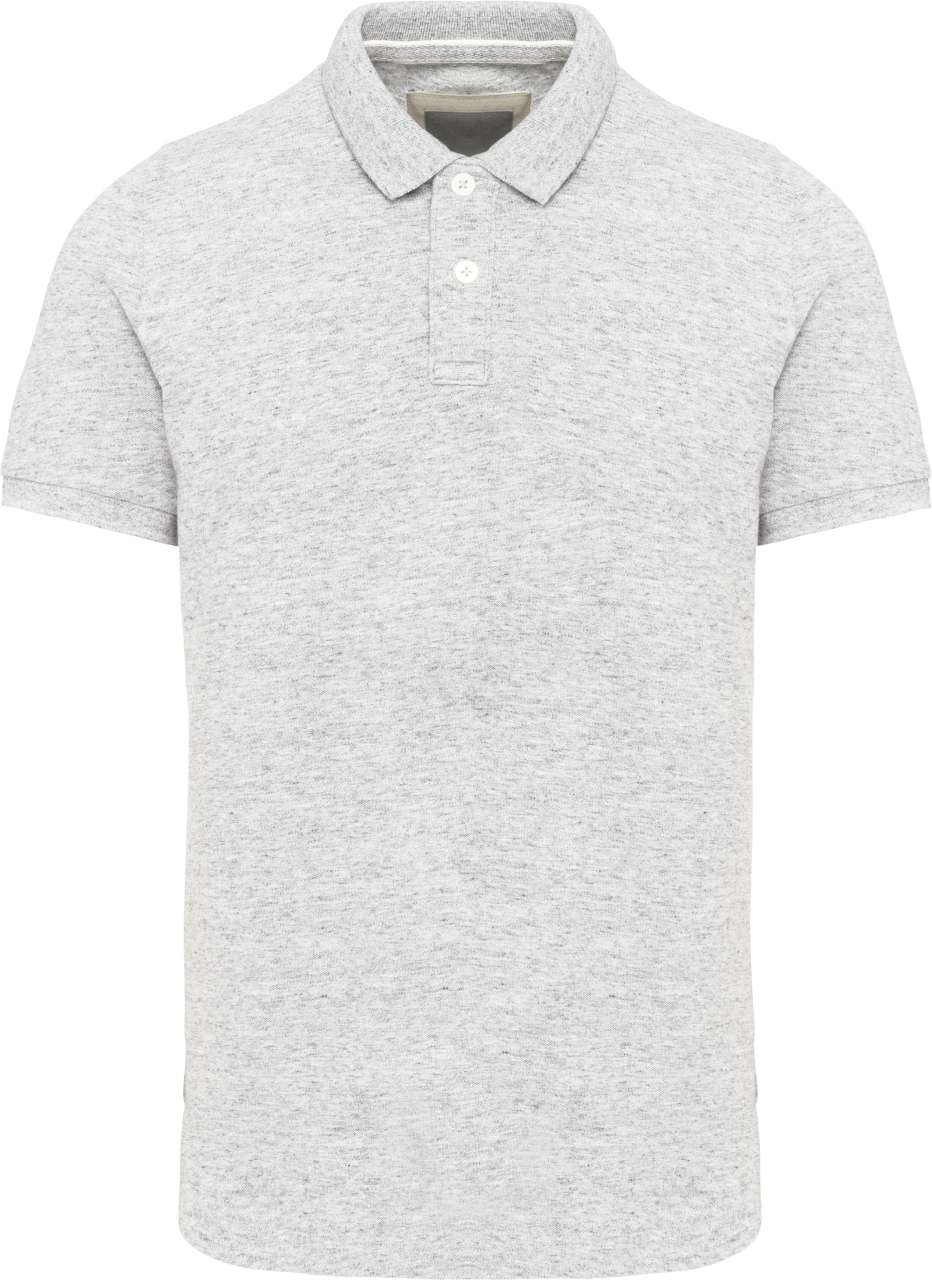MEN'S VINTAGE SHORT SLEEVE POLO SHIRT - Ash Heather - colorimageurl