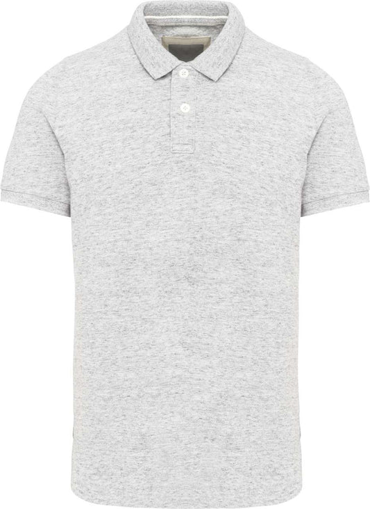 MEN'S VINTAGE SHORT SLEEVE POLO SHIRT - Ash Heather - colorimageurl