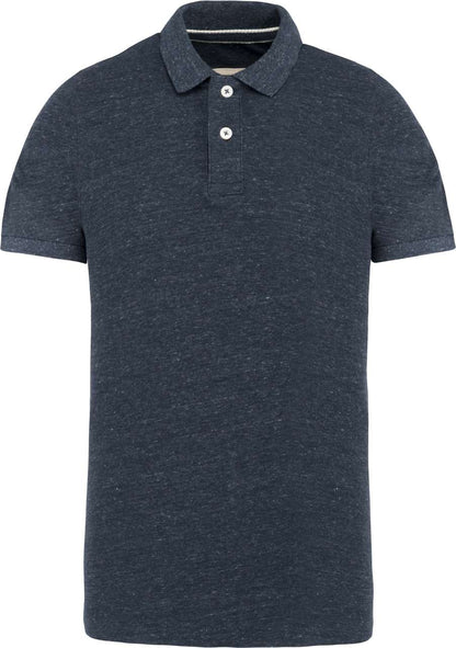 MEN'S VINTAGE SHORT SLEEVE POLO SHIRT - Night Blue Heather - colorimageurl