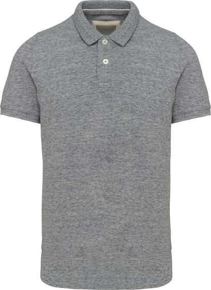 MEN'S VINTAGE SHORT SLEEVE POLO SHIRT - Slub Grey Heather - colorimageurl