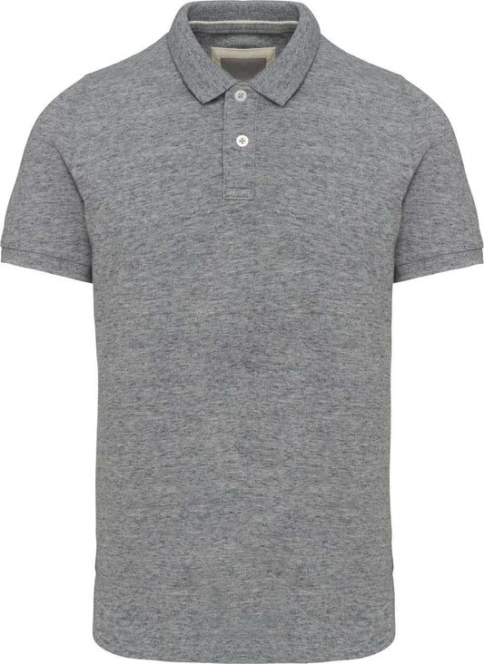 MEN'S VINTAGE SHORT SLEEVE POLO SHIRT - Slub Grey Heather - colorimageurl