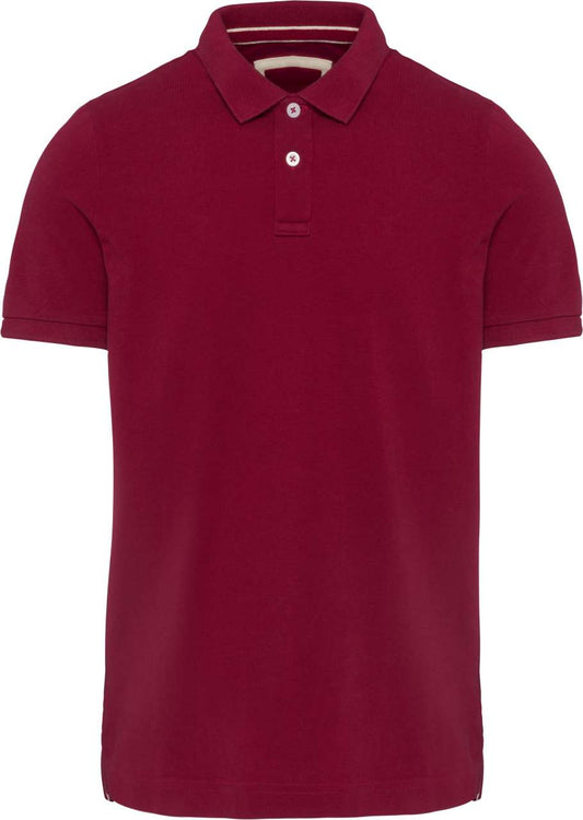 MEN'S VINTAGE SHORT SLEEVE POLO SHIRT - Vintage Dark Red - colorimageurl