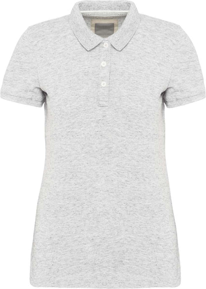 LADIES' VINTAGE SHORT SLEEVE POLO SHIRT - Ash Heather - colorimageurl