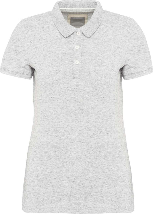 LADIES' VINTAGE SHORT SLEEVE POLO SHIRT - Ash Heather - colorimageurl