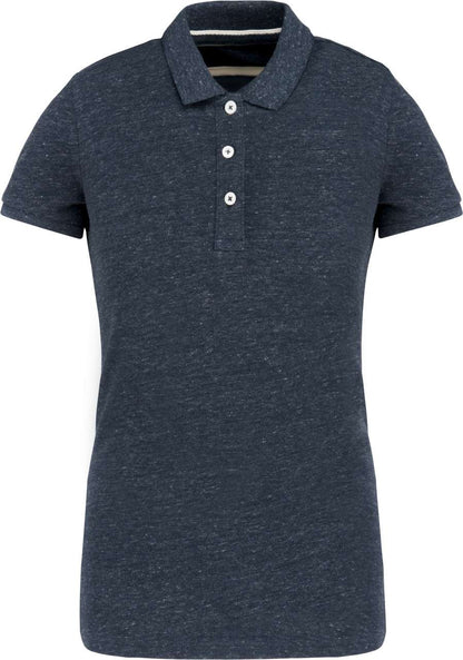 LADIES' VINTAGE SHORT SLEEVE POLO SHIRT - Night Blue Heather - colorimageurl