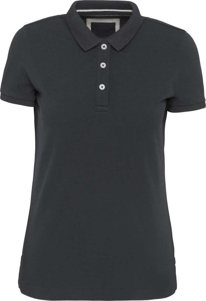 LADIES' VINTAGE SHORT SLEEVE POLO SHIRT - Vintage Charcoal - colorimageurl
