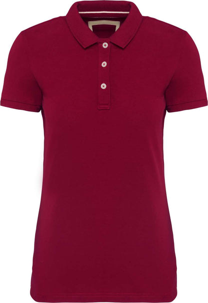 LADIES' VINTAGE SHORT SLEEVE POLO SHIRT - Vintage Dark Red - colorimageurl