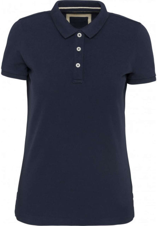LADIES' VINTAGE SHORT SLEEVE POLO SHIRT - Vintage Navy - colorimageurl
