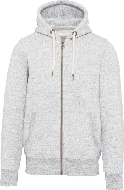 MEN’S VINTAGE ZIPPED HOODED SWEATSHIRT - Ash Heather - colorimageurl