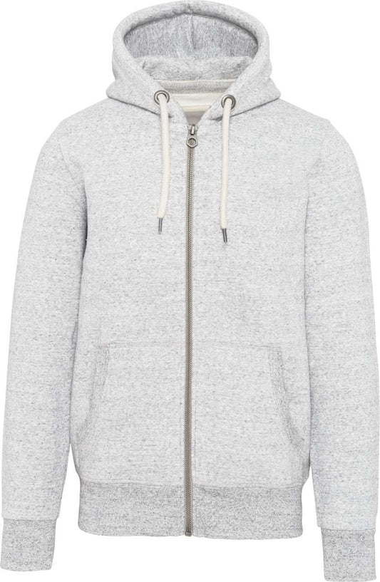 MEN’S VINTAGE ZIPPED HOODED SWEATSHIRT - Ash Heather - colorimageurl