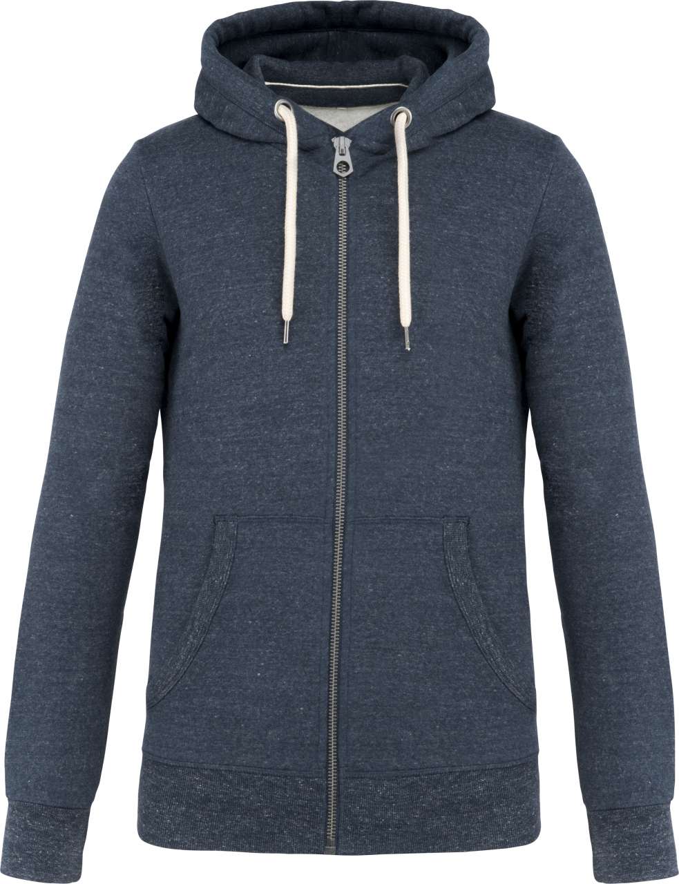 MEN’S VINTAGE ZIPPED HOODED SWEATSHIRT - Night Blue Heather - colorimageurl