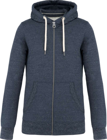 MEN’S VINTAGE ZIPPED HOODED SWEATSHIRT - Night Blue Heather - colorimageurl