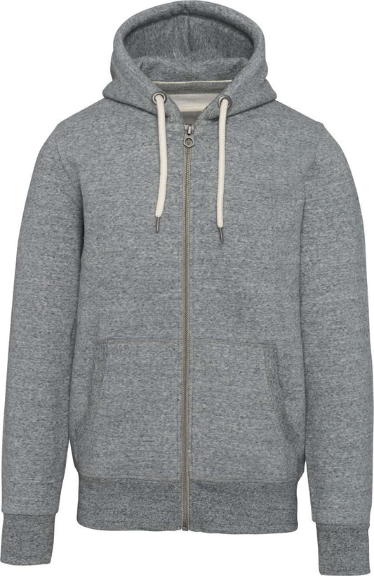 MEN’S VINTAGE ZIPPED HOODED SWEATSHIRT - Slub Grey Heather - colorimageurl