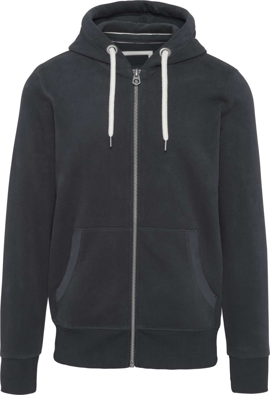MEN’S VINTAGE ZIPPED HOODED SWEATSHIRT - Vintage Charcoal - colorimageurl