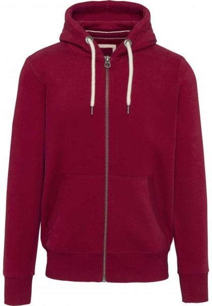 MEN’S VINTAGE ZIPPED HOODED SWEATSHIRT - Vintage Dark Red - colorimageurl