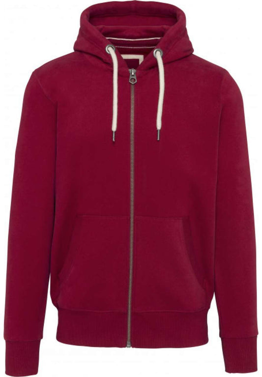 MEN’S VINTAGE ZIPPED HOODED SWEATSHIRT - Vintage Dark Red - colorimageurl