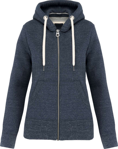 LADIES' VINTAGE ZIPPED HOODED SWEATSHIRT - Night Blue Heather - colorimageurl