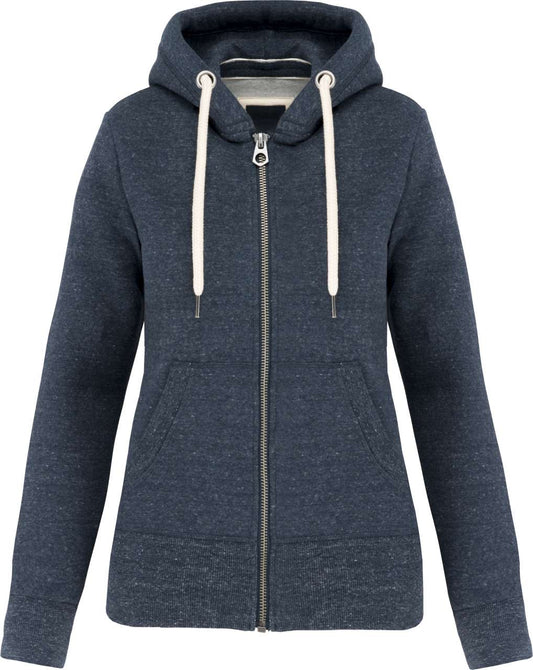LADIES' VINTAGE ZIPPED HOODED SWEATSHIRT - Night Blue Heather - colorimageurl