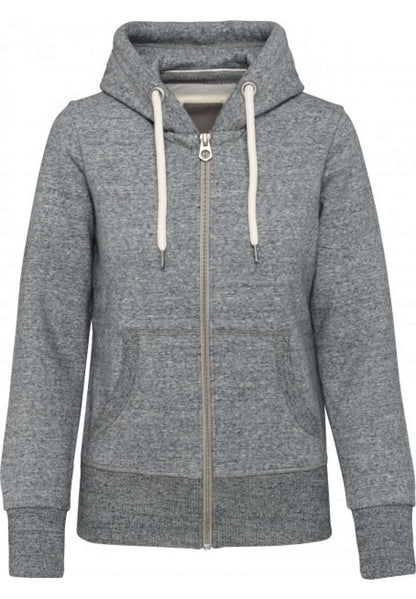 LADIES' VINTAGE ZIPPED HOODED SWEATSHIRT - Slub Grey Heather - colorimageurl