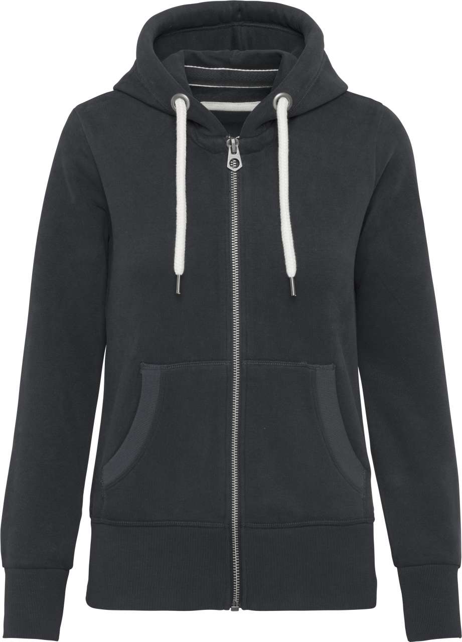 LADIES' VINTAGE ZIPPED HOODED SWEATSHIRT - Vintage Charcoal - colorimageurl
