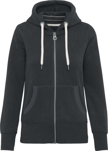 LADIES' VINTAGE ZIPPED HOODED SWEATSHIRT - Vintage Charcoal - colorimageurl