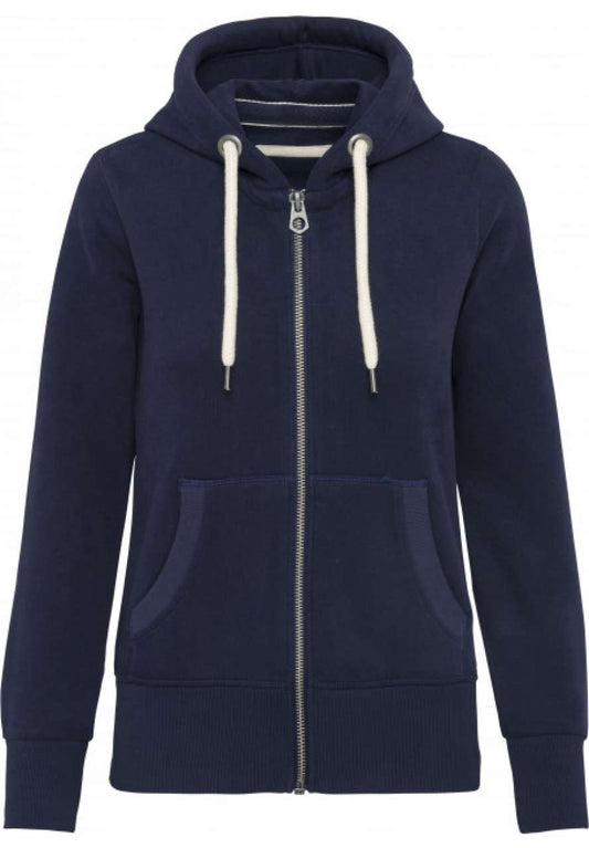 LADIES' VINTAGE ZIPPED HOODED SWEATSHIRT - Vintage Navy - colorimageurl