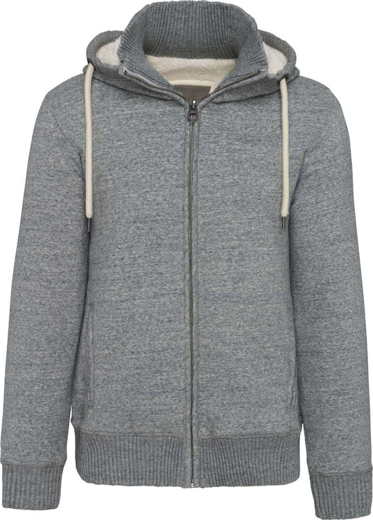 VINTAGE SHERPA-LINED FLEECE JACKET - Slub Grey Heather - colorimageurl
