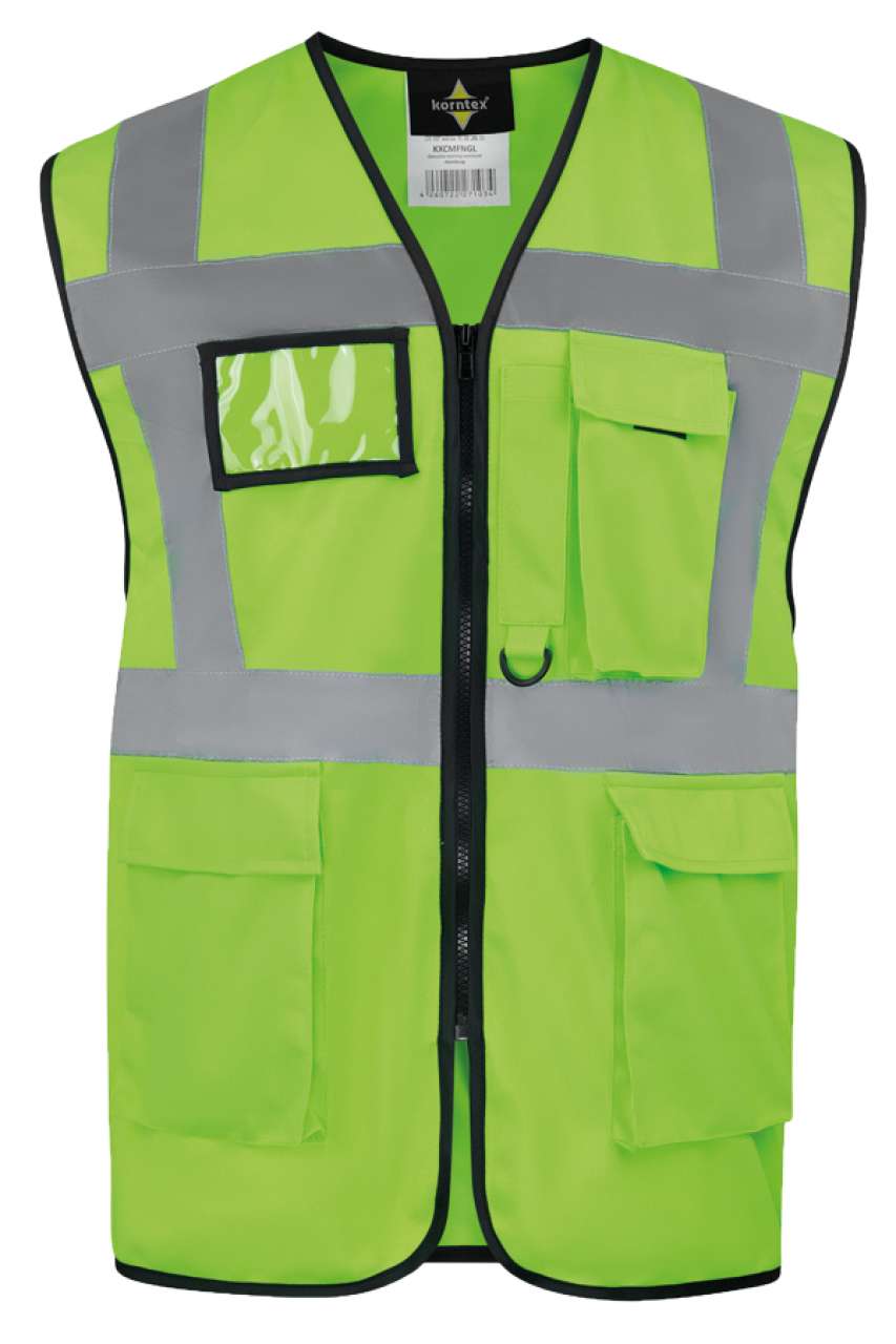 COMFORT EXECUTIVE SAFETY VEST "HAMBURG" - MULTIFUNCTIONAL WITH POCKETS - Neon Green - colorimageurl