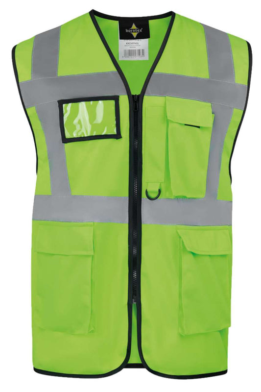 COMFORT EXECUTIVE SAFETY VEST "HAMBURG" - MULTIFUNCTIONAL WITH POCKETS - Neon Green - colorimageurl