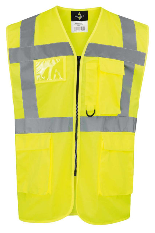 COMFORT EXECUTIVE SAFETY VEST "HAMBURG" - MULTIFUNCTIONAL WITH POCKETS - Hi-Vis Yellow/Navy - colorimageurl