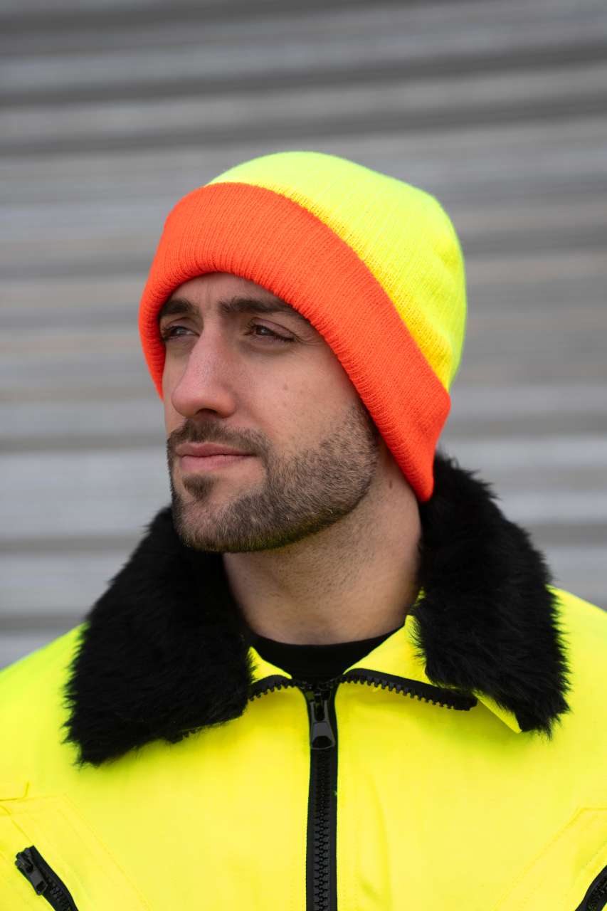 TWO-TONE KNITTED HAT - METZ - Orange/Yellow - modelimageurl