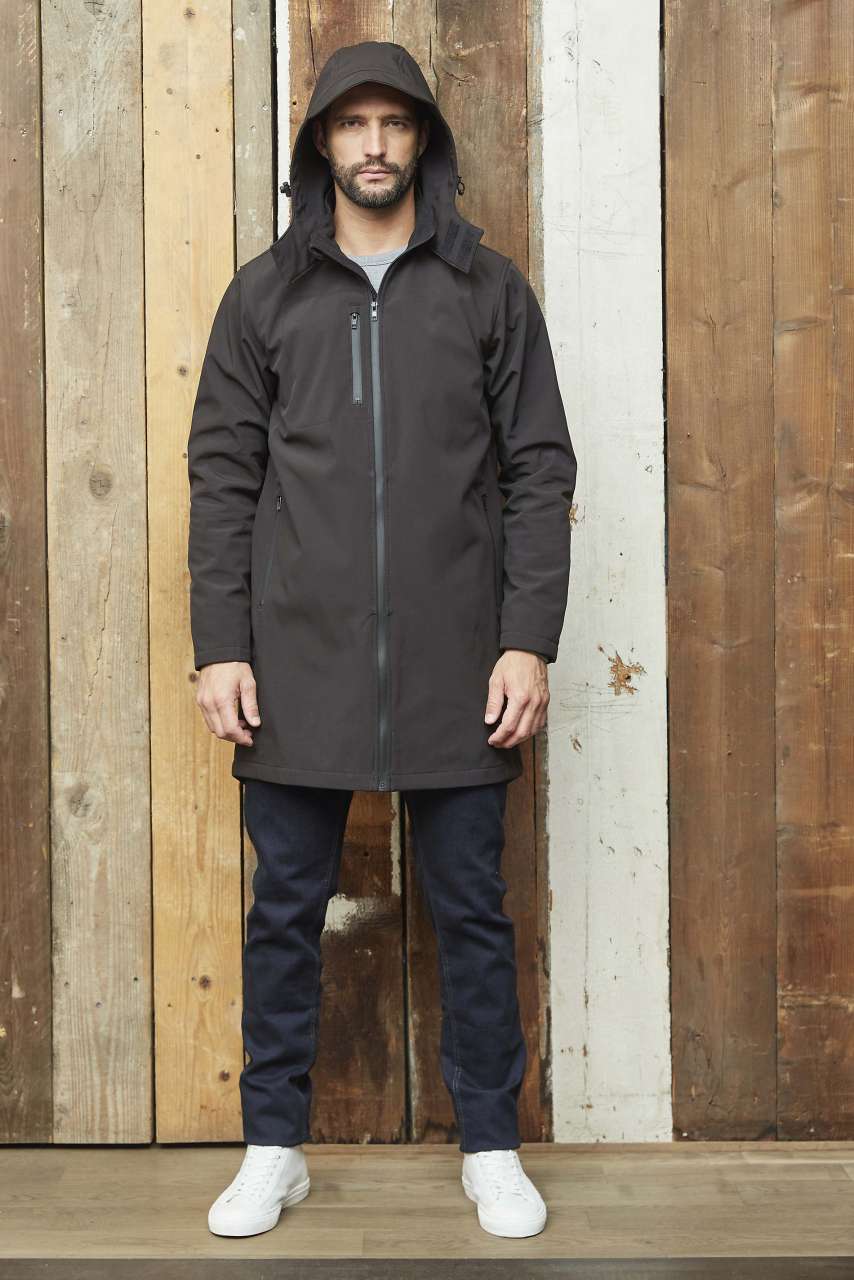 NEOBLU ACHILLE - MEN’S SOFTSHELL LONG JACKET - Deep Black - modelimageurl