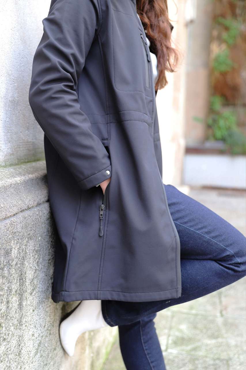 NEOBLU ACHILLE - WOMEN’S SOFTSHELL LONG JACKET - Night - modelimageurl