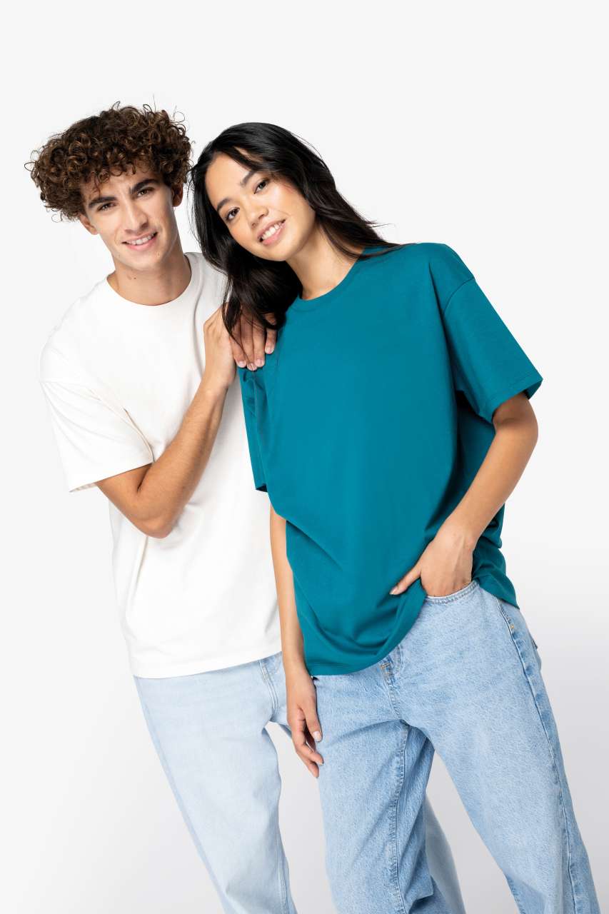 UNISEX SHOULDER LOOSE T-SHIRT - Navy Blue - modelimageurl