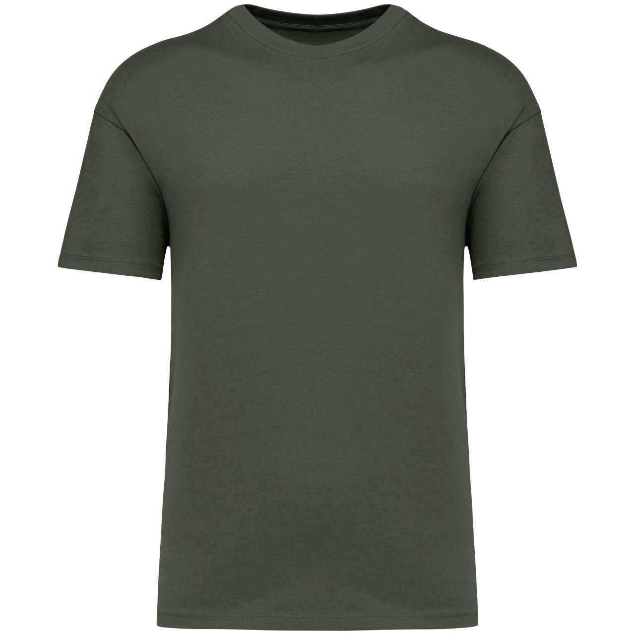 UNISEX SHOULDER LOOSE T-SHIRT - Organic Khaki - colorimageurl