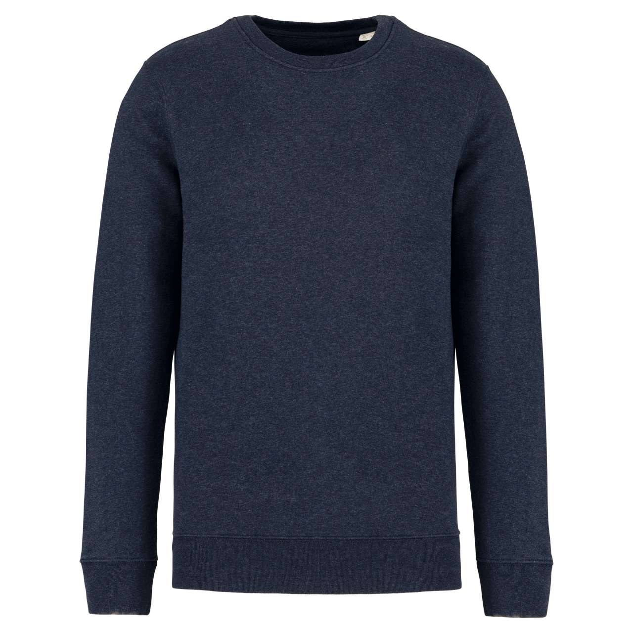 ECO-FRIENDLY UNISEX ROUND NECK SWEATSHIRT - Navy Blue Heather - colorimageurl